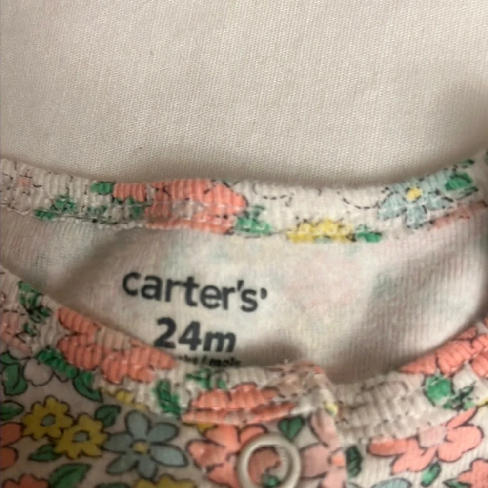 Carter's Pink and Green Floral Sleep Sacks with Ruffled Sleeves